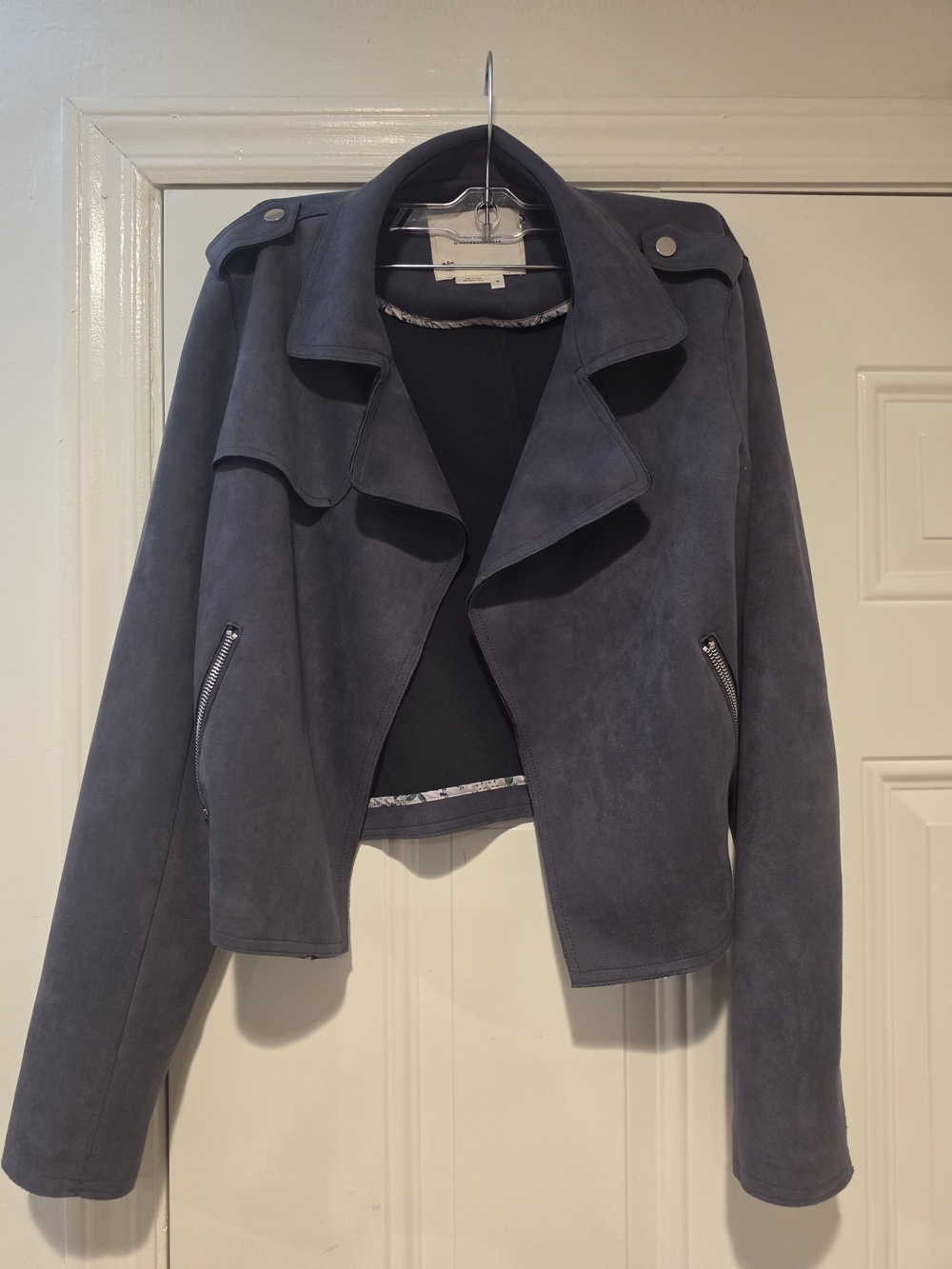 Anthropologie Slate Blue Suede Moto Jacket